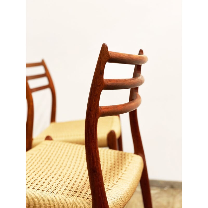 Pair of vintage teak dining chairs Model 78 by Niels O. Moller for J.L. Moller, Denmark 1950s