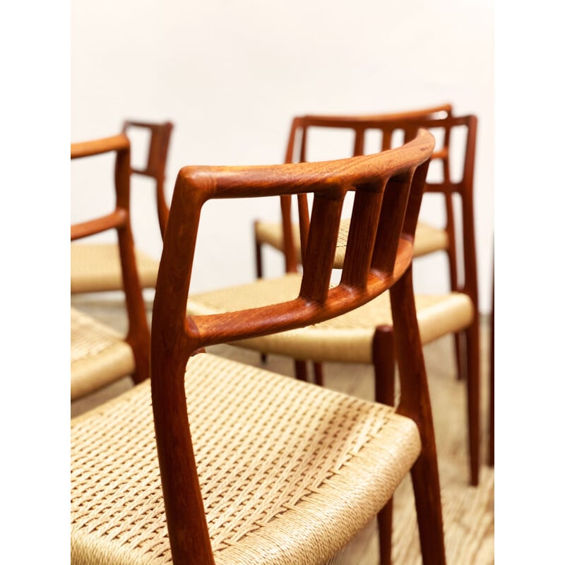 Set of 6 vintage teak dining chairs Model 79 by Niels O. Moller for J.L. Moller, Denmark 1950s