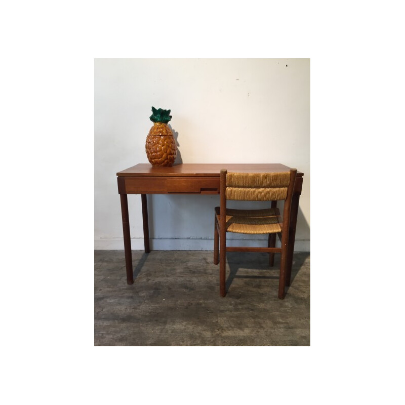 Desk and chair in teak, Pierre GAUTIER DELAYE - 1957