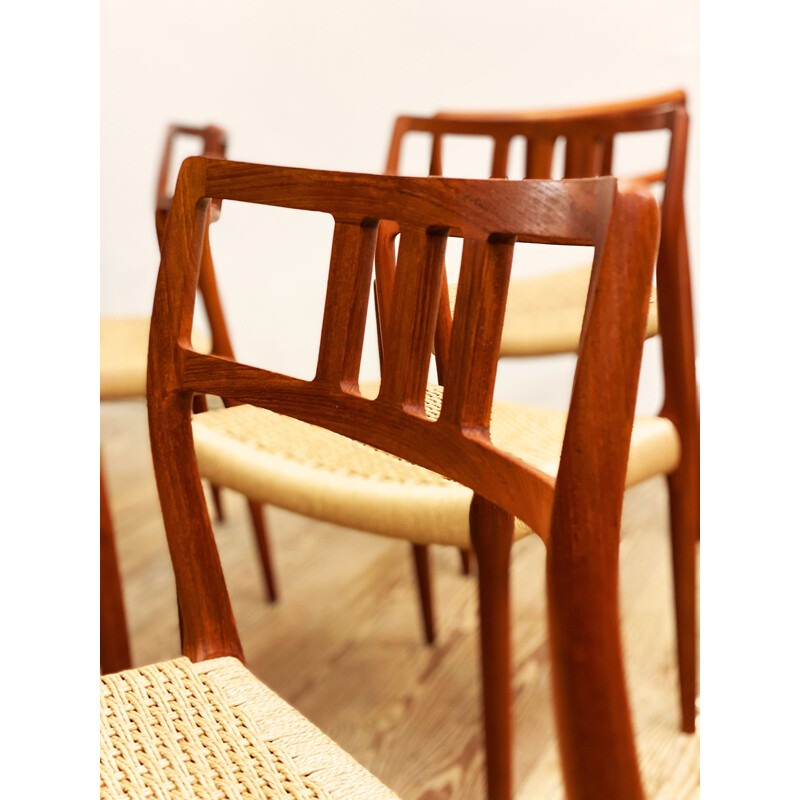 Set of 6 vintage teak dining chairs Model 79 by Niels O. Moller for J.L. Moller, Denmark 1950s