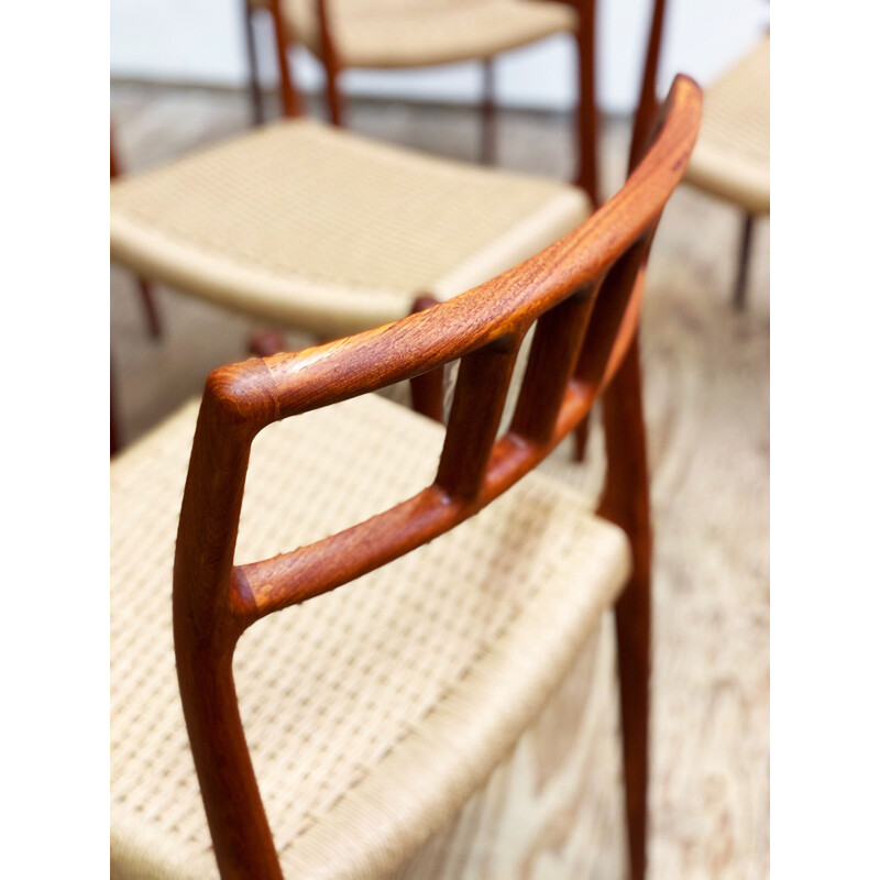 Set of 6 vintage teak dining chairs Model 79 by Niels O. Moller for J.L. Moller, Denmark 1950s