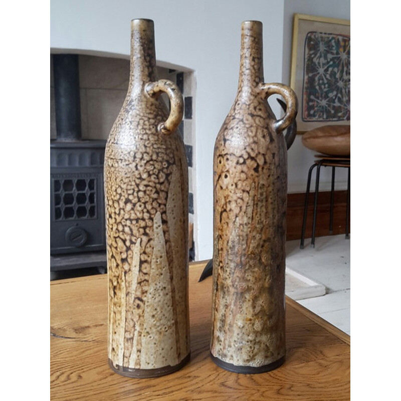 Paire de vases néerlandais en céramique, Hannie MEIN - 1960