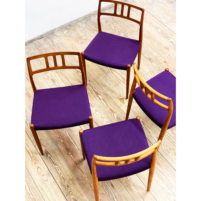 Set of 4 vintage teak dining chairs Model 79 by Niels O. Moller for J.L. Moller, Denmark 1950s