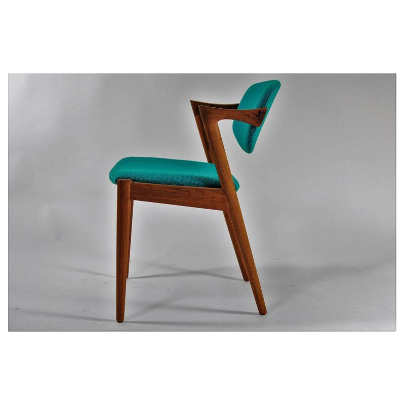 Set of 12 vintage dining chairs in teak by Kai Kristiansen for Schous Mobelfabrik 1960s