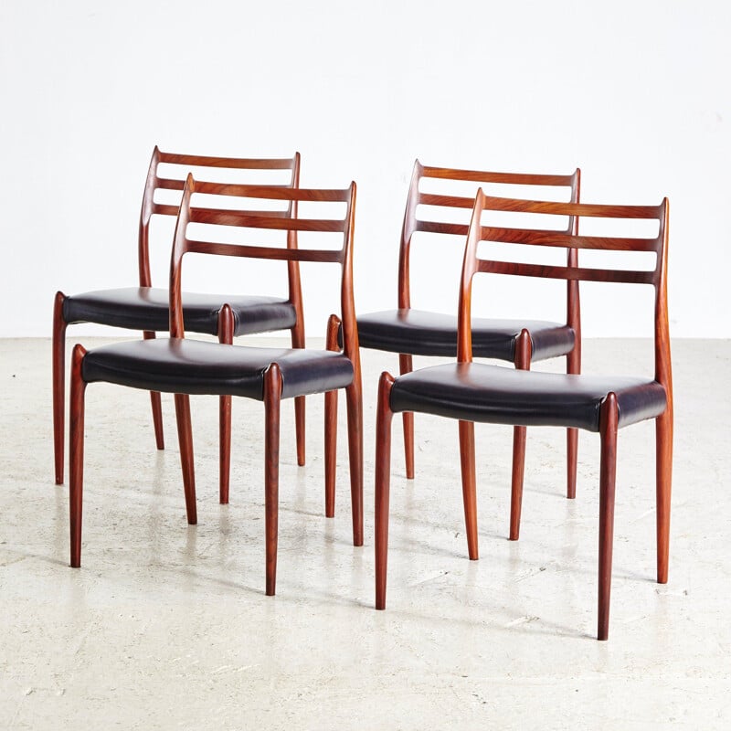 Set van 4 vintage Model 78 stoelen door Niels O. Moller voor J.L. Moller 1960