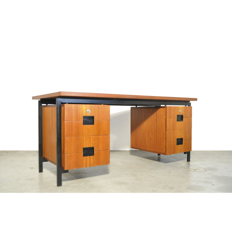 Large vintage teak executive desk EU02 "Japanese series" by Cees Braakman for Pastoe 1960s