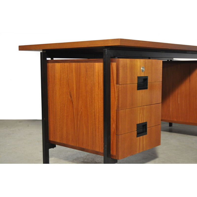 Large vintage teak executive desk EU02 "Japanese series" by Cees Braakman for Pastoe 1960s