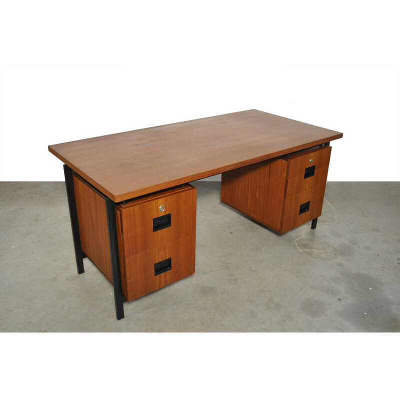 Large vintage teak executive desk EU02 "Japanese series" by Cees Braakman for Pastoe 1960s