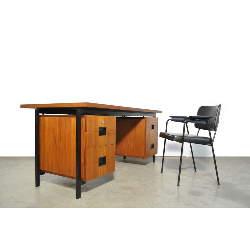 Large vintage teak executive desk EU02 "Japanese series" by Cees Braakman for Pastoe 1960s