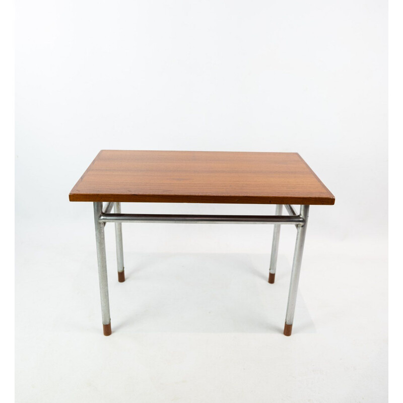 Table basse vintage en teck et pieds en métal par Hans J. Wegner et Ry Furniture, 1960