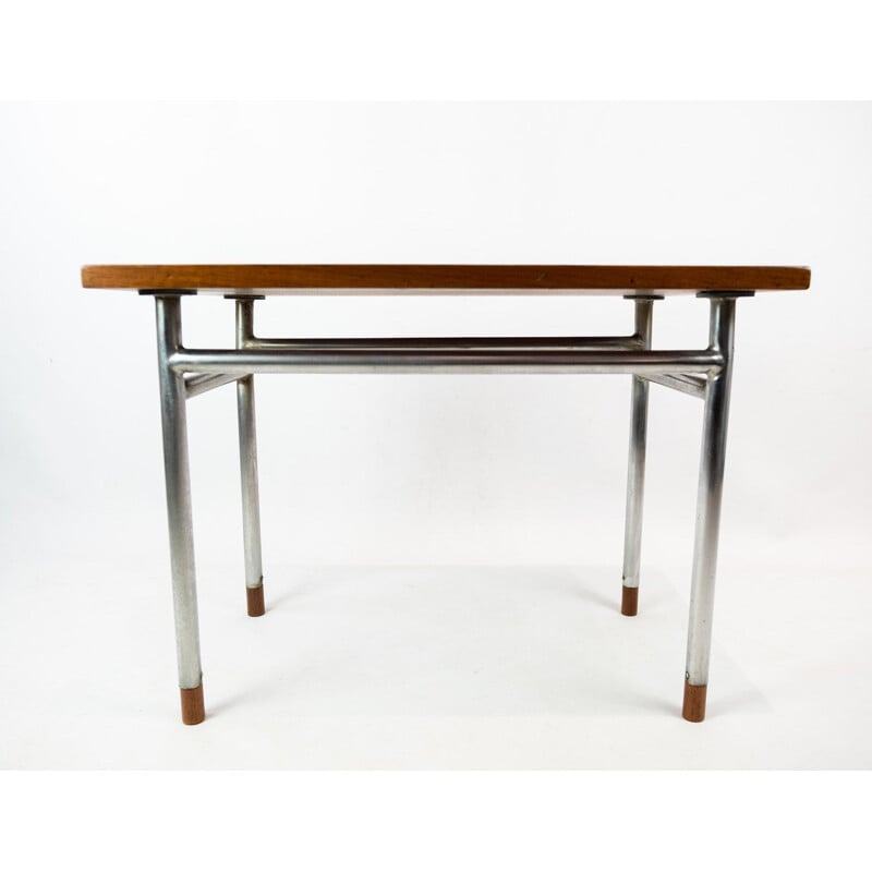 Vintage teak coffee table with metal legs by Hans J. Wegner and Ry Furniture, 1960