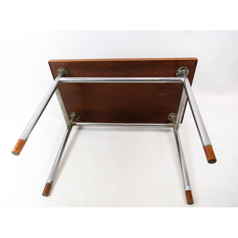 Vintage teak coffee table with metal legs by Hans J. Wegner and Ry Furniture, 1960
