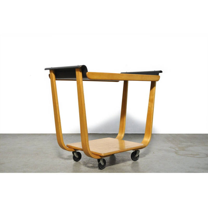 Vintage plywood serving trolley "PB01" by Cees Braakman voor UMS Pastoe, Netherlands 1950s