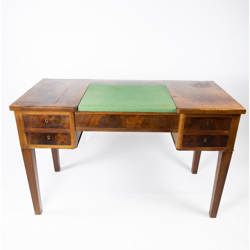 Vintage-Schreibtisch aus Mahagoni mit grüner Filzplatte, 1890