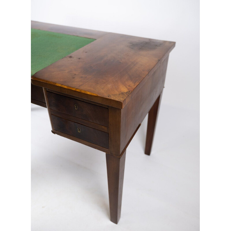 Vintage mahogany desk with green felt top, 1890