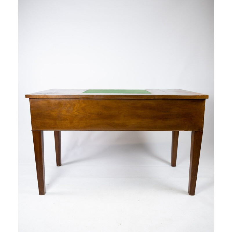 Vintage mahogany desk with green felt top, 1890