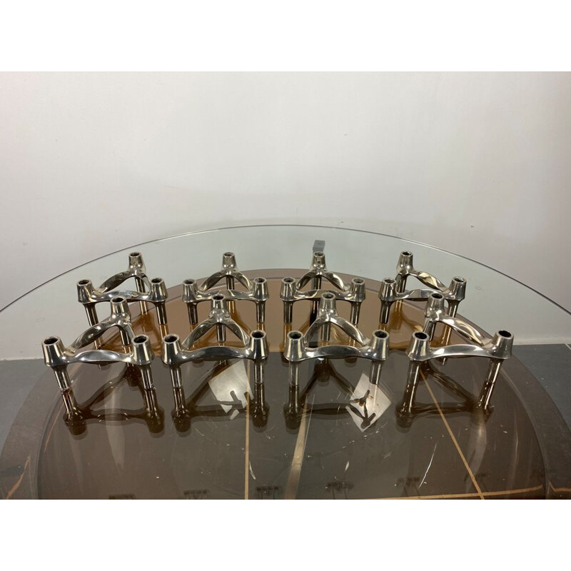 Set of 8 vintage modular candle holders BMF Nagel 1970s