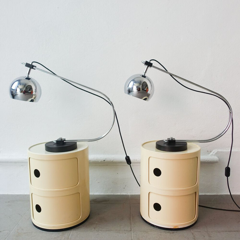 Paire de lampes de table vintage Eyeball par Reggiani, Italie 1970