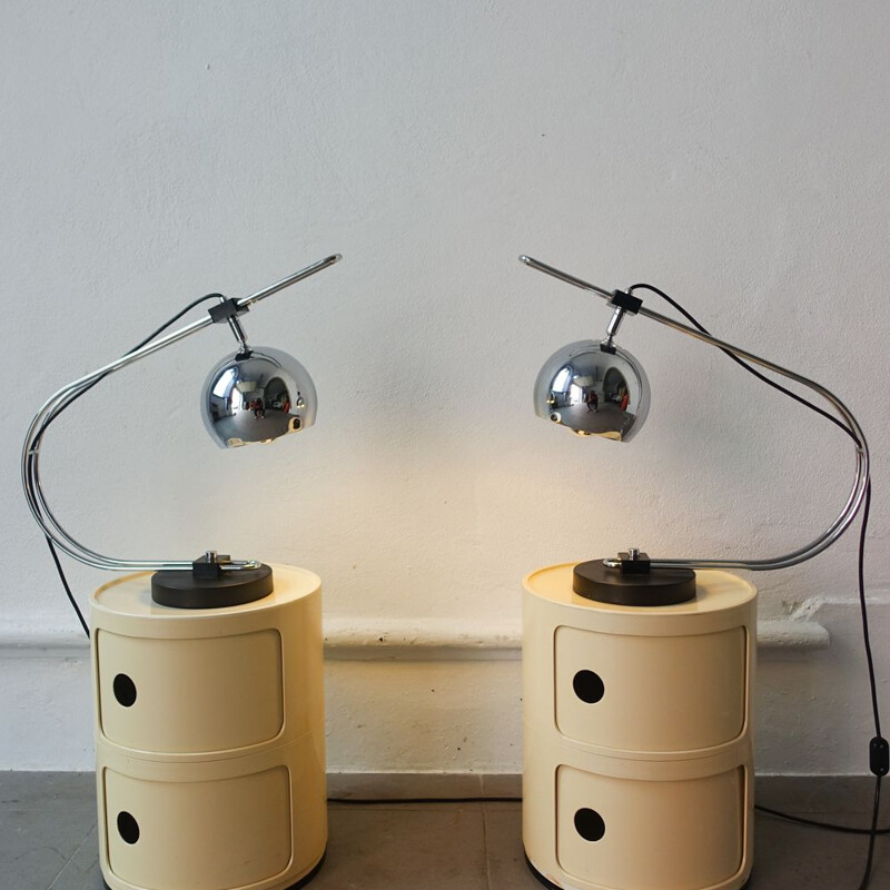 Pair of vintage Eyeball Table Lamps by Reggiani, Italy 1970s