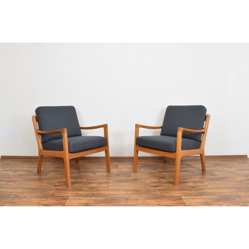 Pair of vintage Teak Armchairs by Ole Wanscher for Poul Jeppesens Mobelfabrik, Danish 1950s