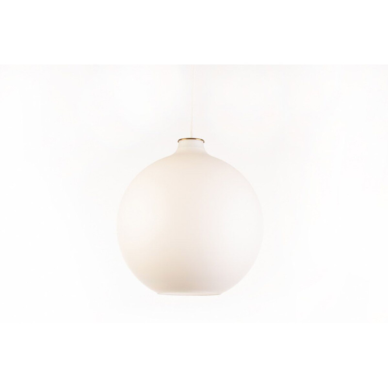 Vintage Louis Poulsen Satellite opaline glass and brass pendant by Vilhelm Wohlert, Denmark 1959s