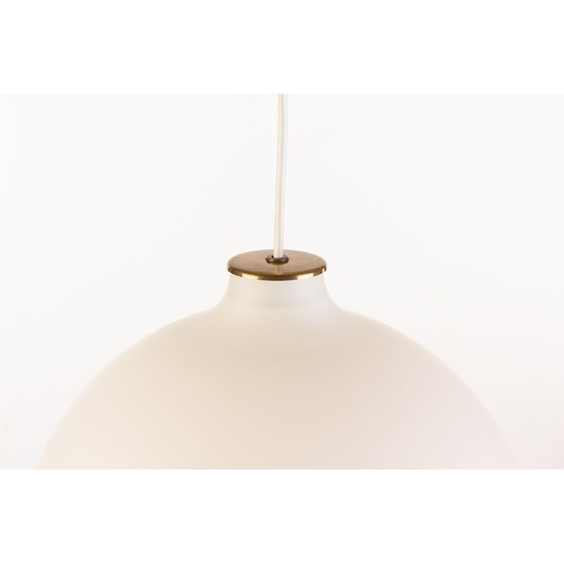 Vintage Louis Poulsen Satellite opaline glass and brass pendant by Vilhelm Wohlert, Denmark 1959s