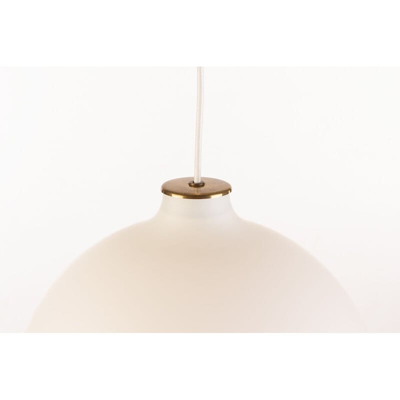 Vintage Louis Poulsen Satellite opaline glass and brass pendant by Vilhelm Wohlert, Denmark 1959s