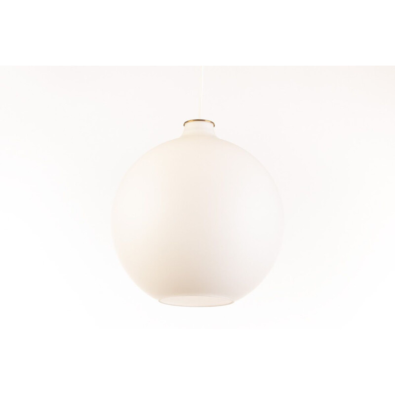 Vintage Louis Poulsen Satellite opaline glass and brass pendant by Vilhelm Wohlert, Denmark 1959s