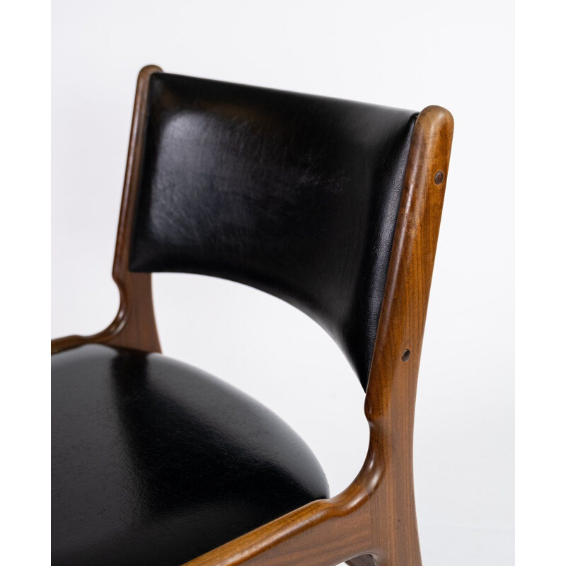 Paire de chaises vintage en teck et cuir noir par Erik Buch 1960