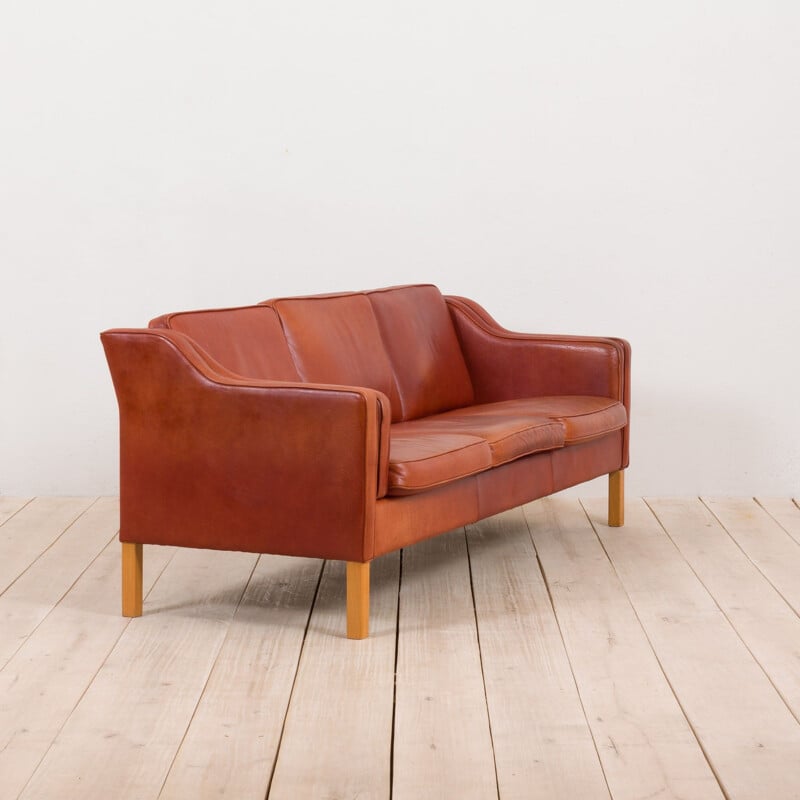 Canapé vintage Mogens Hansen en cuir marron