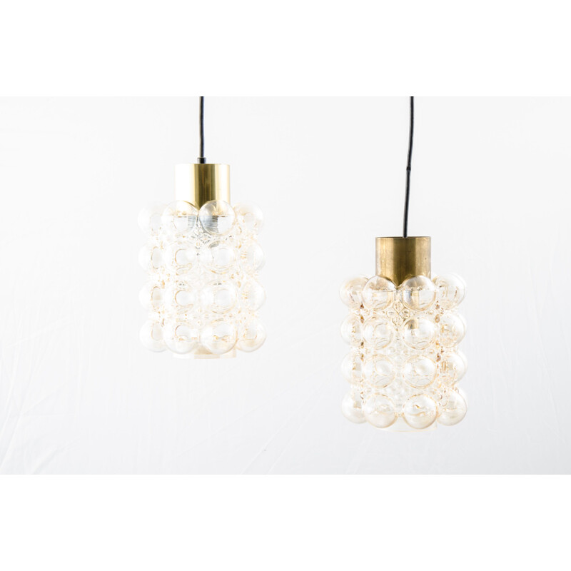 Paire suspension vintage en verre bulle par Helena Tynell & Heinrich Gantenbrink pour Limburg 1960