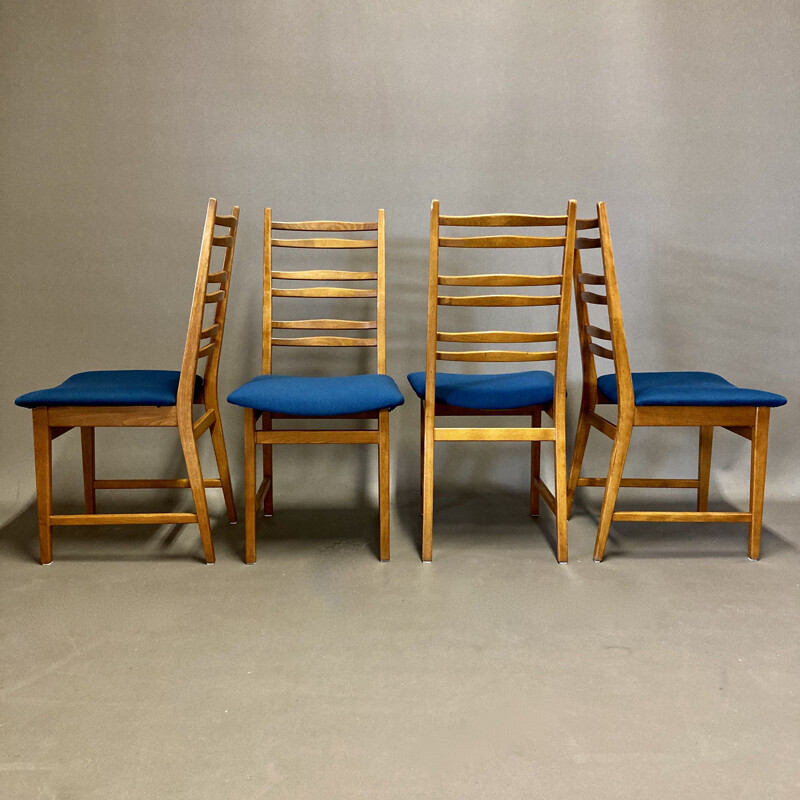 Vintage teak high table and 4 chairs, Scandinave 1950s