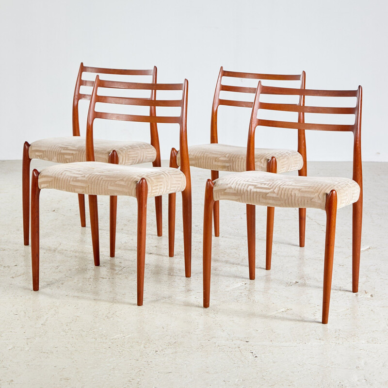 Set of 4 vintage Model 78 Teak Chairs by Niels Otto Moller for J.L. Mollers 1960s