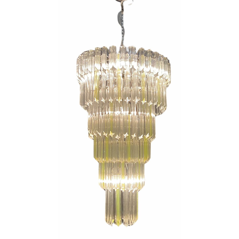 Vintage Murano glass prism chandelier by Venini, 1970