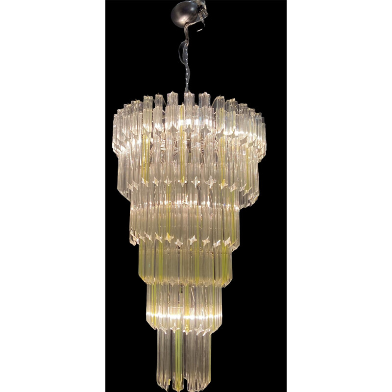 Vintage Murano glass prism chandelier by Venini, 1970