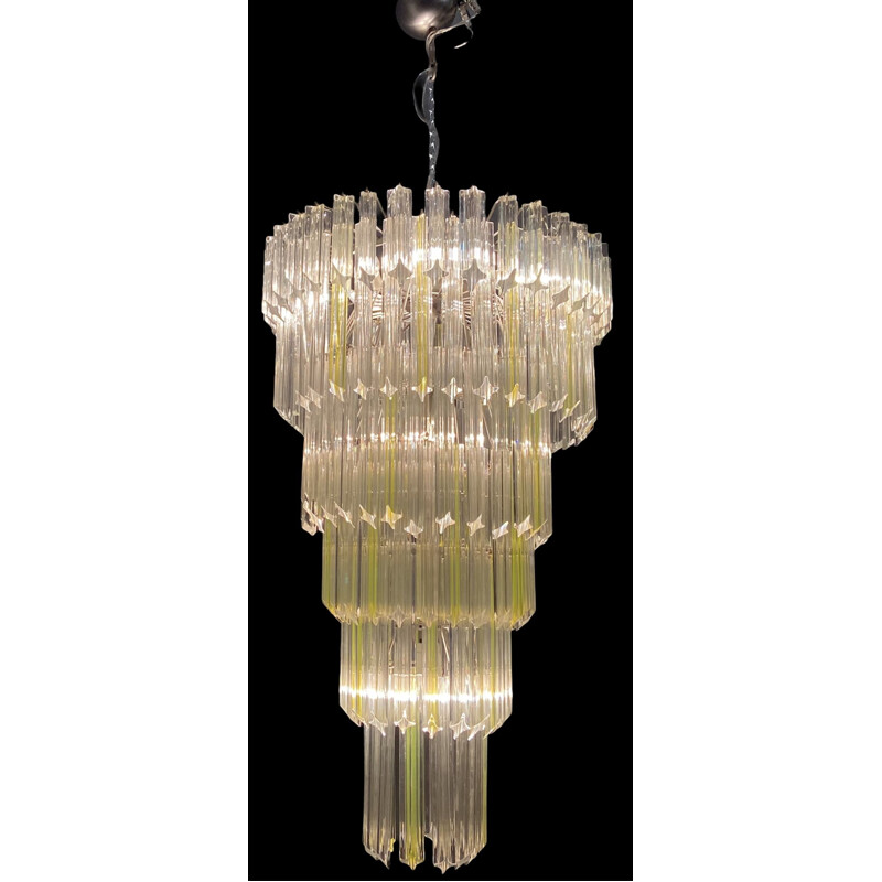 Vintage Murano glass prism chandelier by Venini, 1970