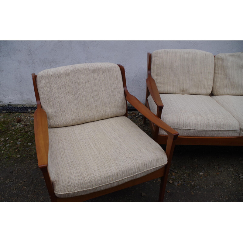 Vintage Cherrywood Living Room Set by Walter Knoll 1960s