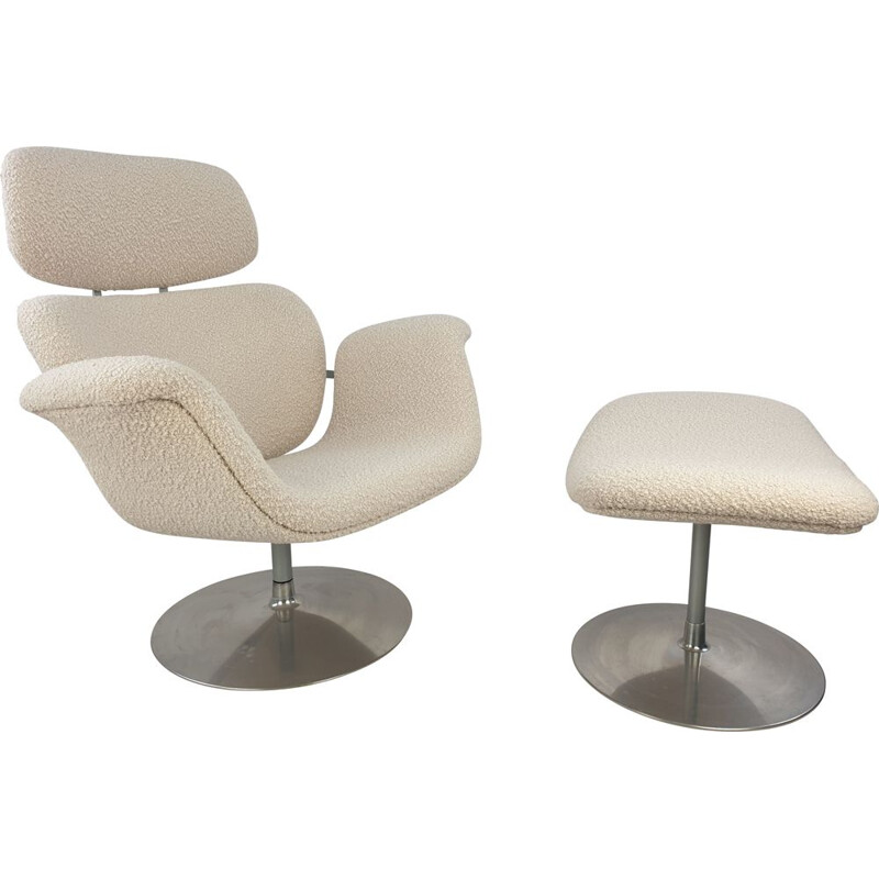 Vintage Big Tulip Chair and Ottoman by Pierre Paulin for Artifort 1980s