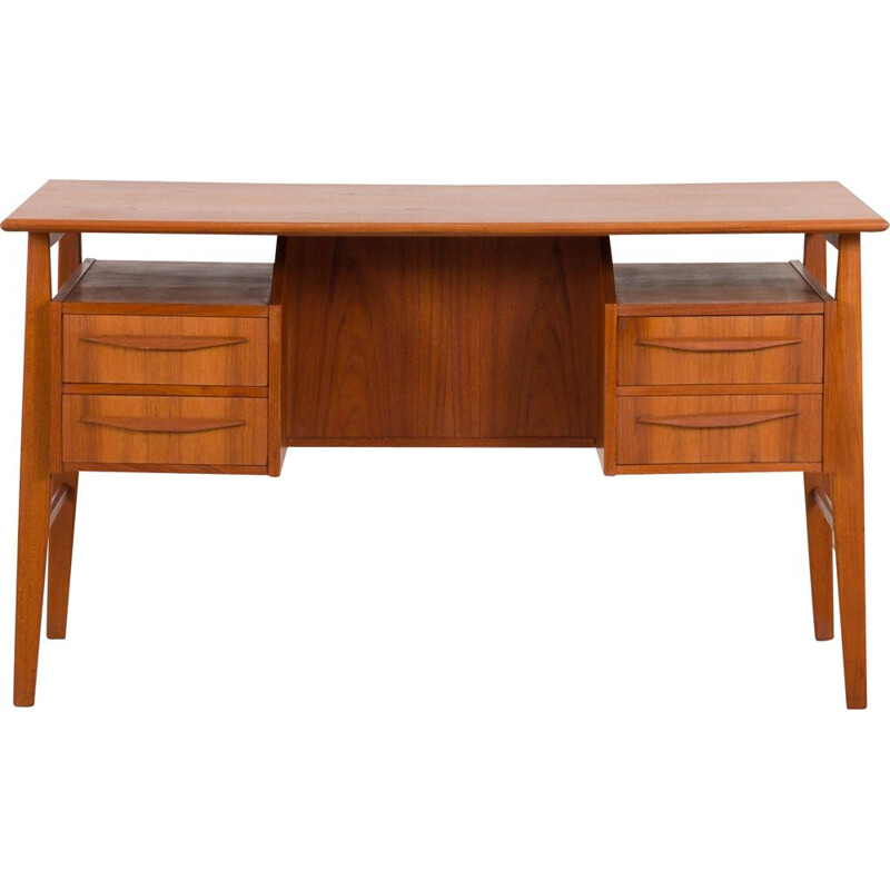 Vintage Gunnar Nielsen for Tibergaard teak desk with bar cabinet, Denmark 1960s