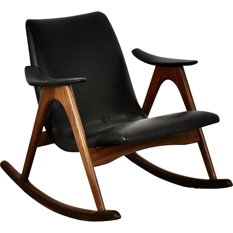 Vintage Rocking Chair by Louis Van Teeffelen 1960s