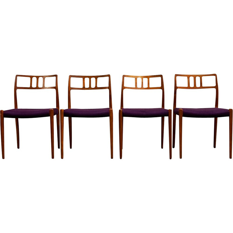 Lot de 4 chaises vintage en teck Modèle 79 par Niels O. Moller pour J.L. Moller, Danemark 1950