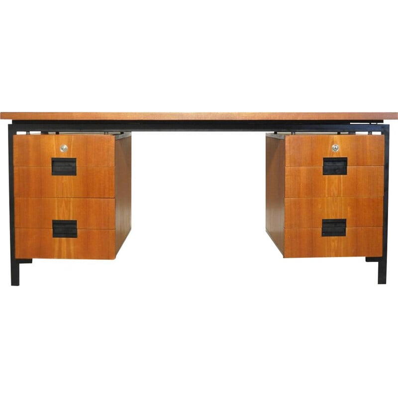 Large vintage teak executive desk EU02 "Japanese series" by Cees Braakman for Pastoe 1960s