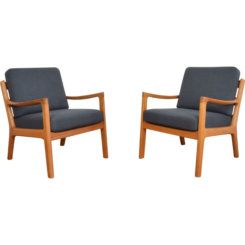 Pair of vintage Teak Armchairs by Ole Wanscher for Poul Jeppesens Mobelfabrik, Danish 1950s