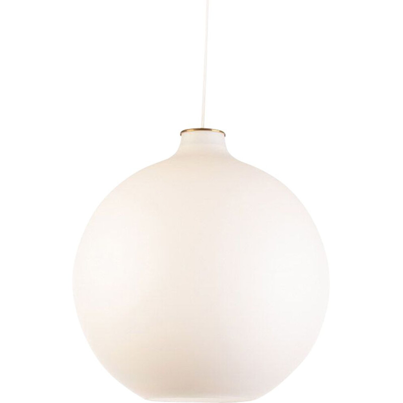 Vintage Louis Poulsen Satellite opaline glass and brass pendant by Vilhelm Wohlert, Denmark 1959s