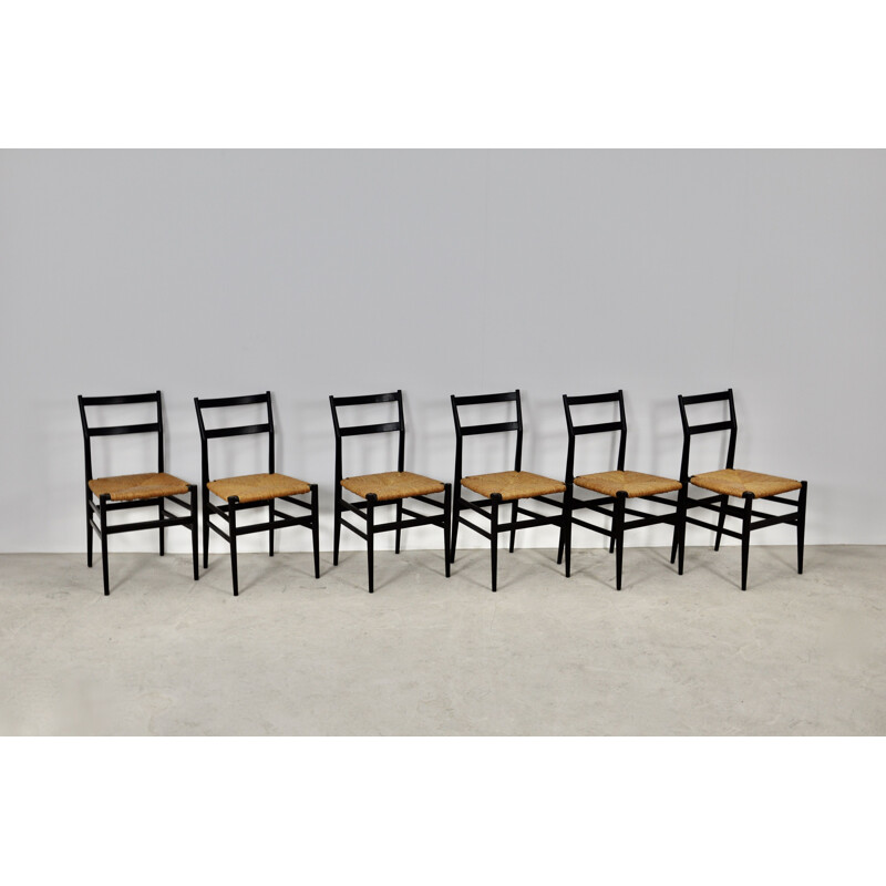 Set of 6 vintage Leggera Chairs by Gio Ponti for Cassina, Milano 1960s