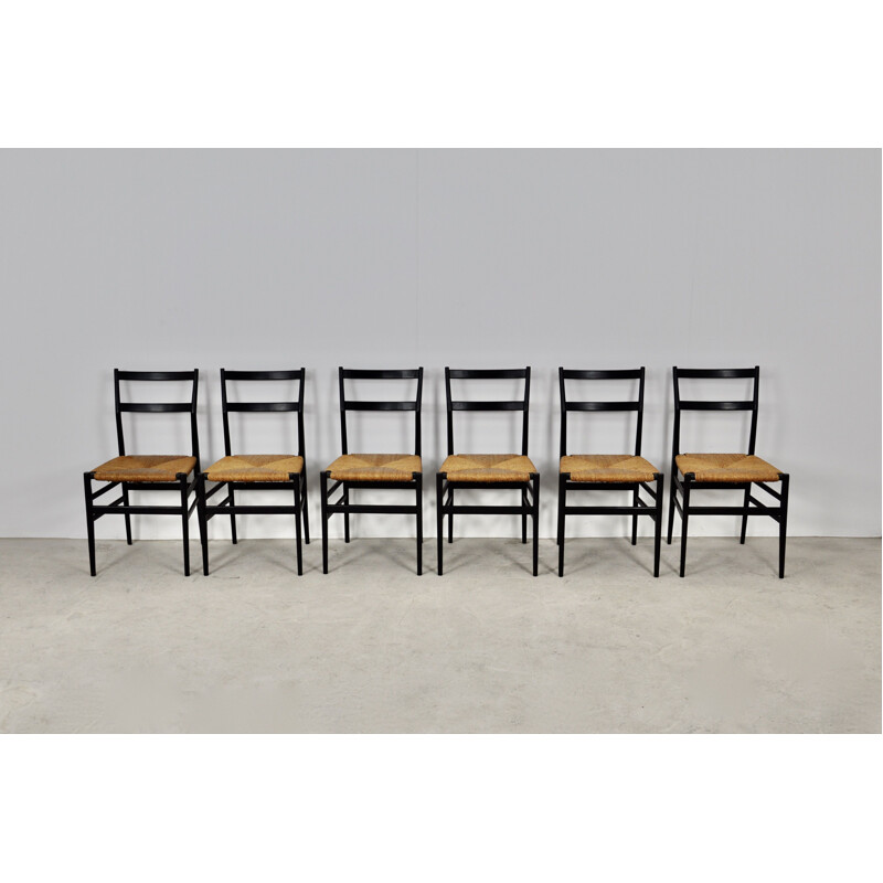 Set of 6 vintage Leggera Chairs by Gio Ponti for Cassina, Milano 1960s