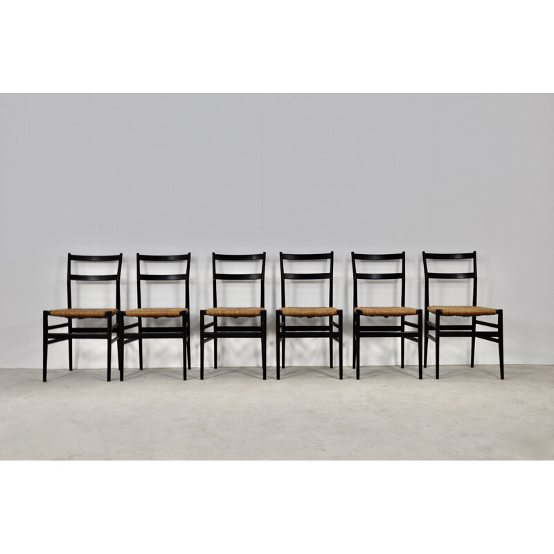 Lot de 6 chaises vintage Leggera de Gio Ponti pour Cassina, Milan 1960