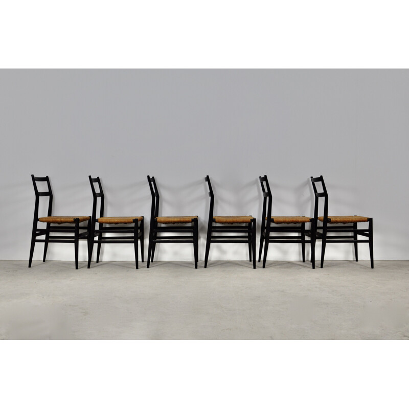 Set of 6 vintage Leggera Chairs by Gio Ponti for Cassina, Milano 1960s