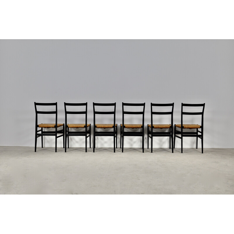 Set of 6 vintage Leggera Chairs by Gio Ponti for Cassina, Milano 1960s