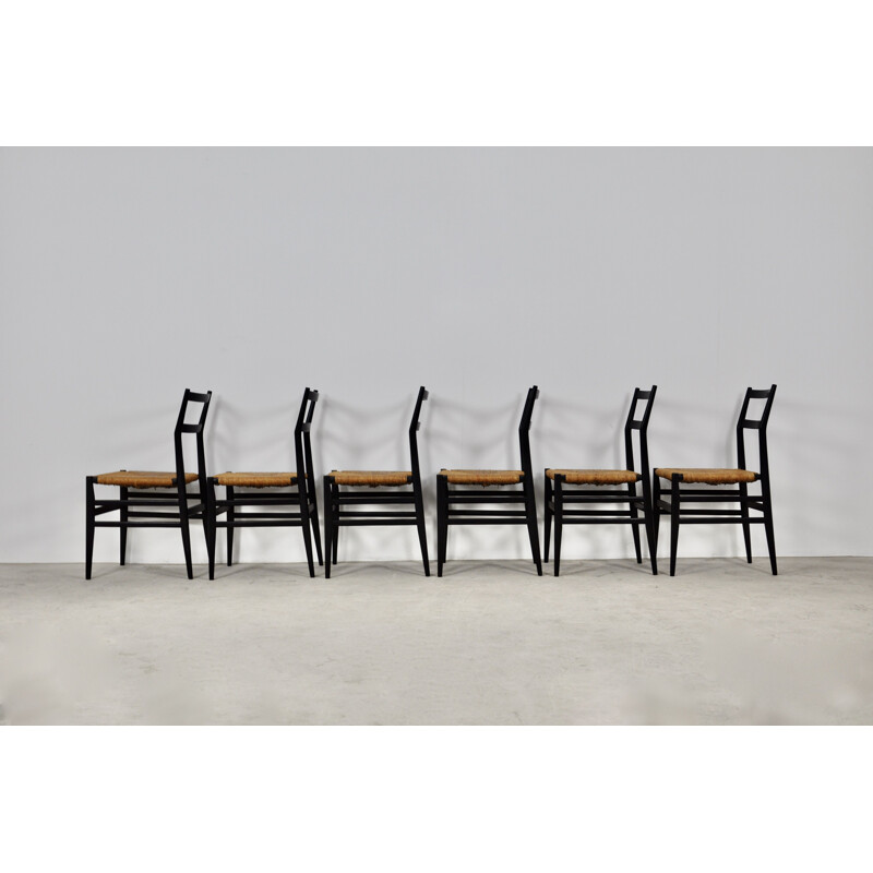 Lot de 6 chaises vintage Leggera de Gio Ponti pour Cassina, Milan 1960